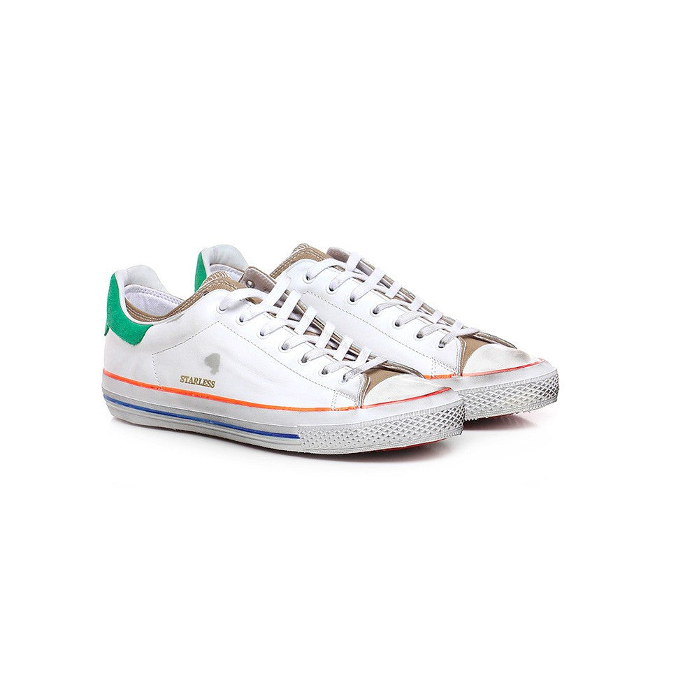 Sneakers de Piel Hidnander STARLESS HB1WS650 Color Blanco y Kaki_1348.jpg