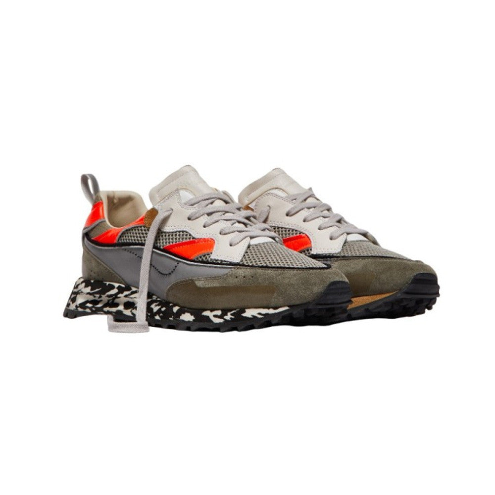 Sneakers de Piel Hidnander THREEDOME Zero 611 Color Gris y Rojo Fluor_4592.jpg