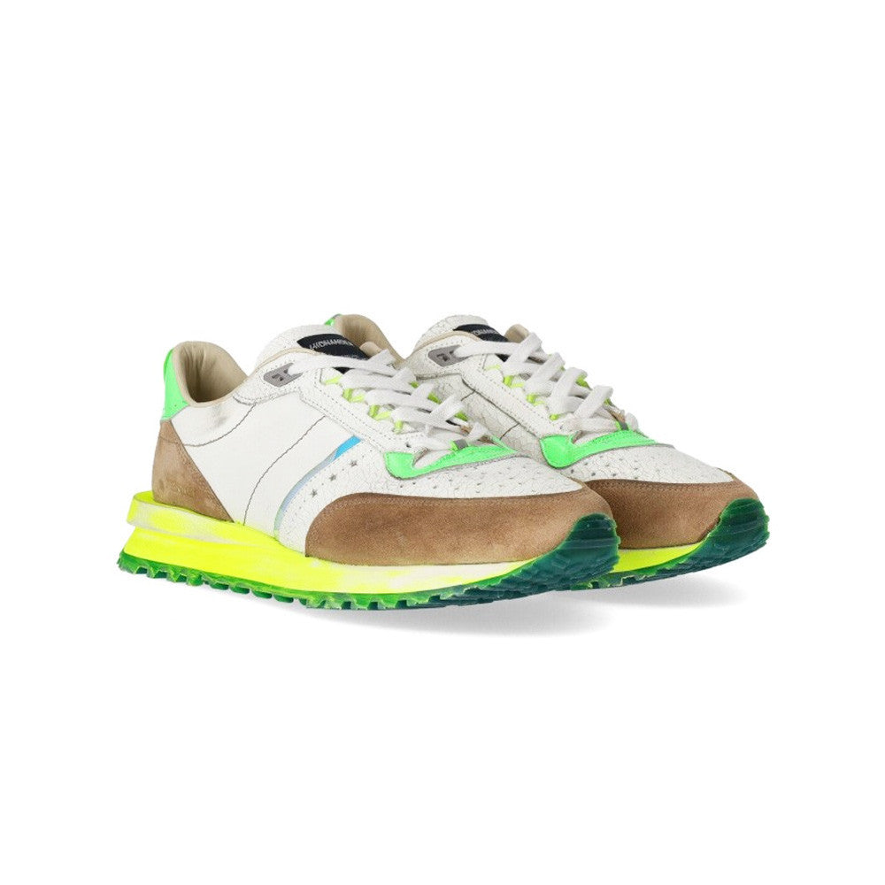 Sneakers de Piel Hidnander Tenkei Track Edition 063 Color Blanco y Lima_4572.jpg