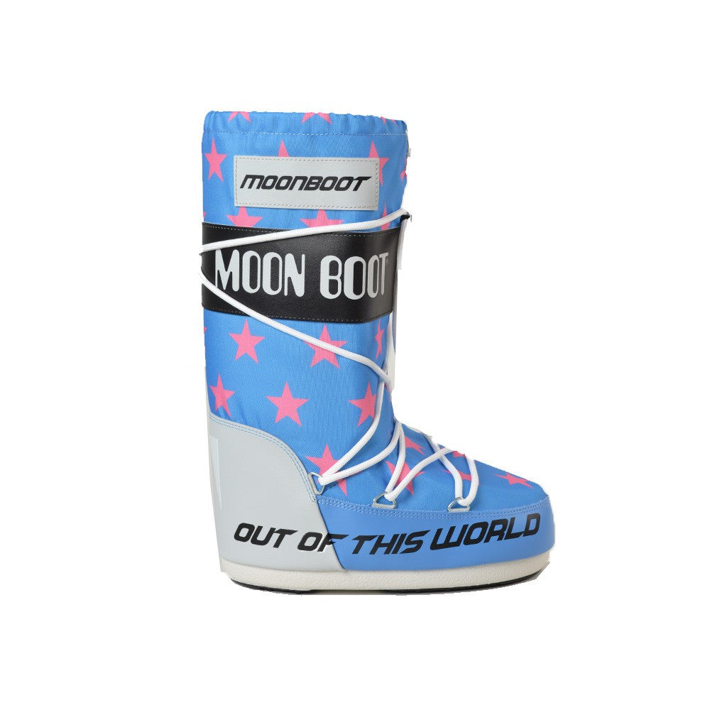 Botas Altas de Niño MOON BOOT ICON RETROBIKER 14028600 Color Azul con Estrellas Rosas_4112.jpg