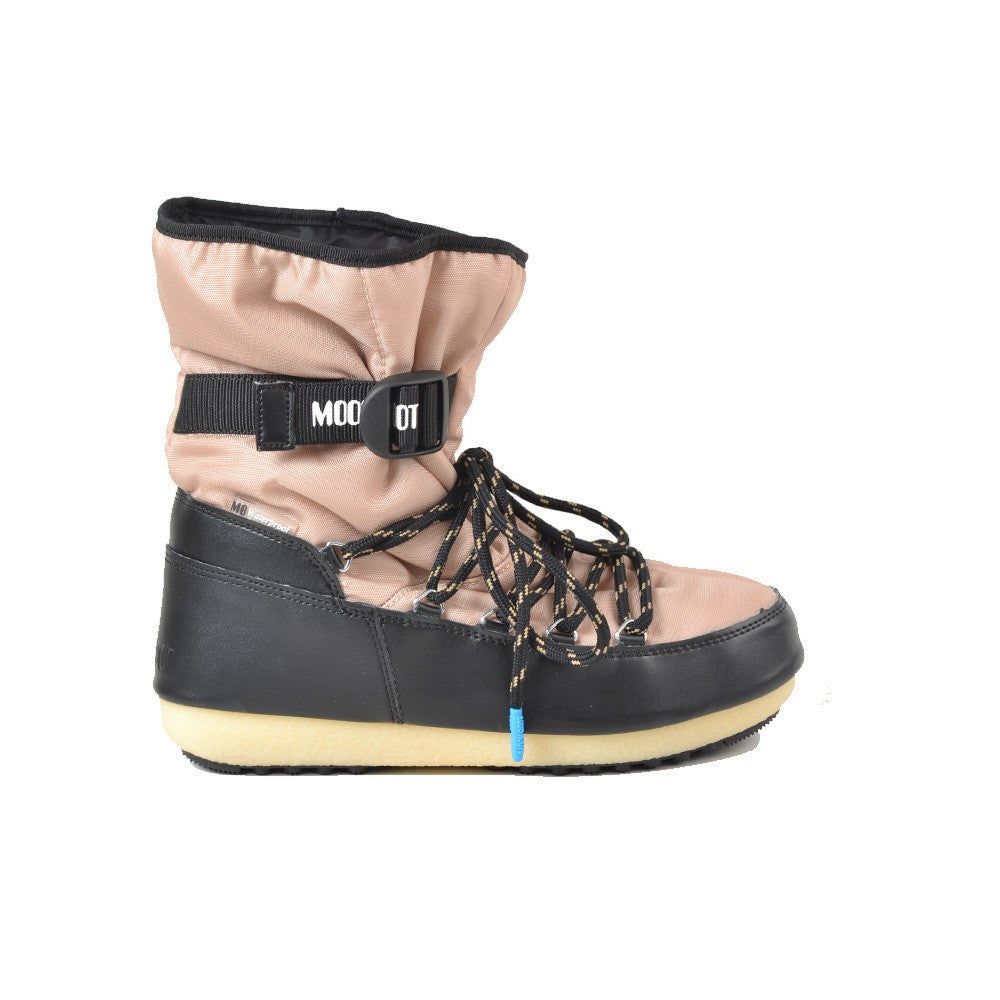 Botín Moon Boot SOFT LACES NYLON WP 24010500 Color Negro y Salmón_3513.jpg