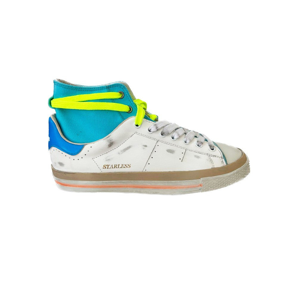Sneakers Altas de Piel Hidnander Starless High 014 Color Blanco y Turquesa_2789.jpg
