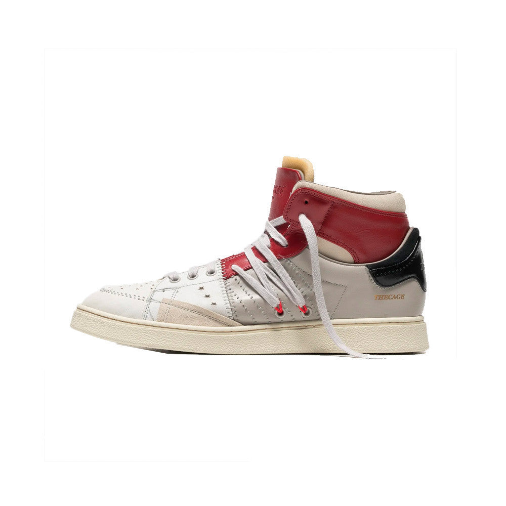 Sneakers Altas de Piel Hidnander The Cage 090 Color Rojo y Blanco_4629.jpg