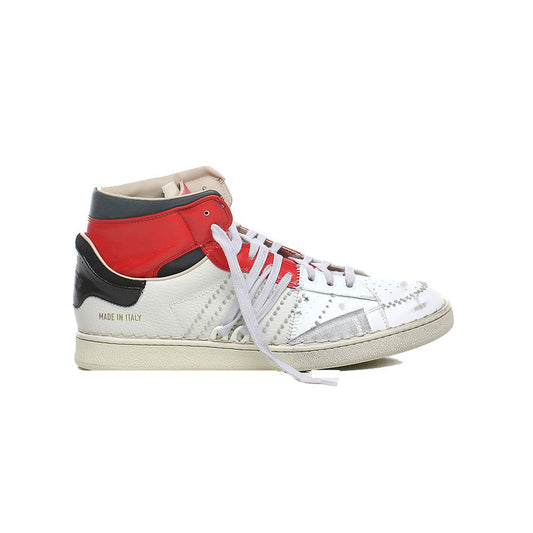 Sneakers Altas de Piel Hidnander The Cage 932 Color Beige Rojo y Blanco_4617.jpg