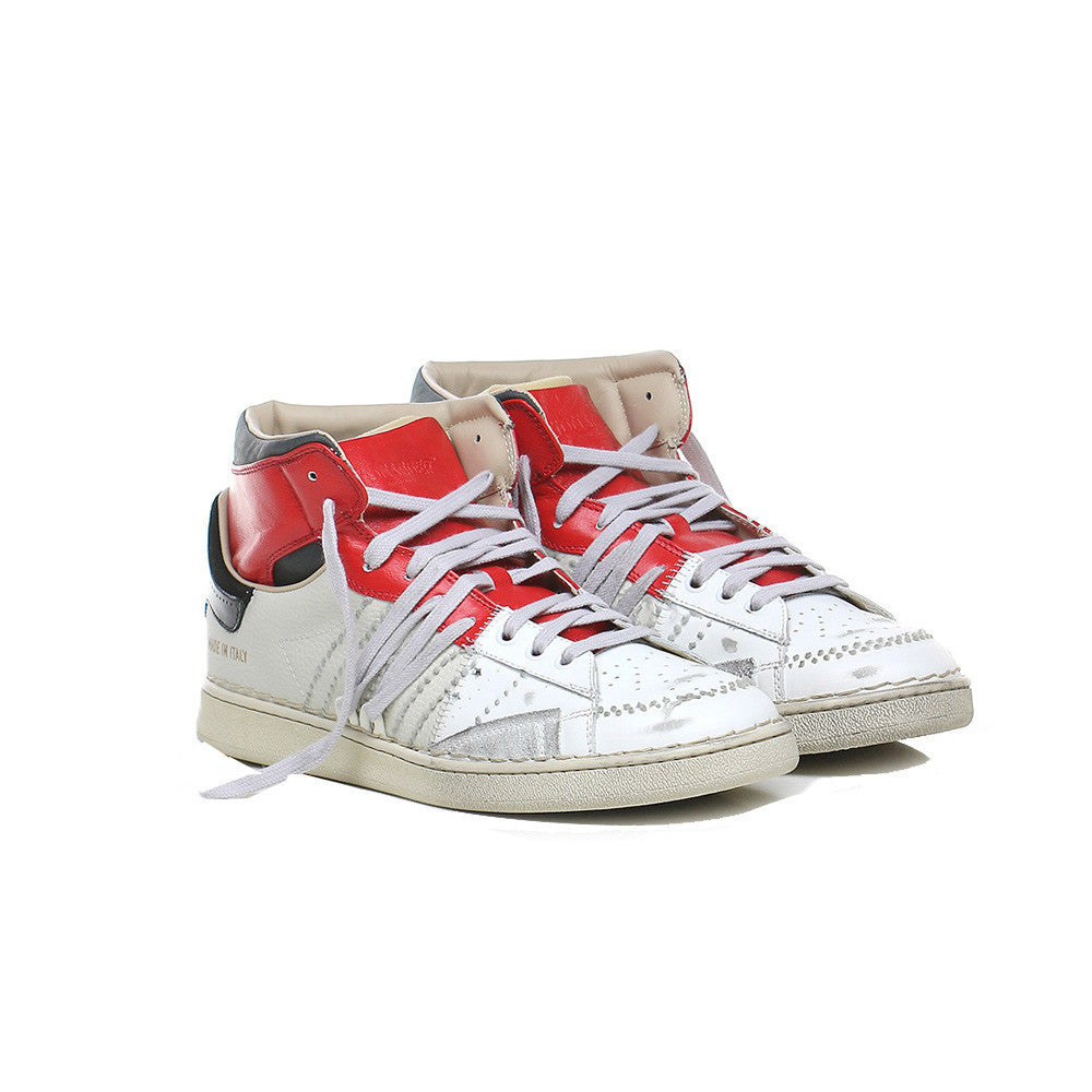 Sneakers Altas de Piel Hidnander The Cage 932 Color Beige Rojo y Blanco_4618.jpg