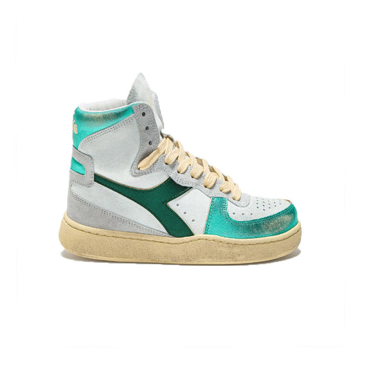Sneakers de Piel Diadora HERITAGE MI BASKET METAL PIGSKIN USED WN Color Blanco y Verde_8239.jpg