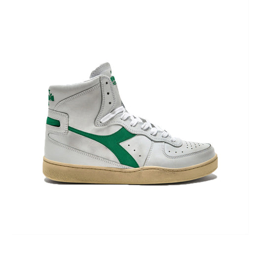 Sneakers de Piel Diadora HERITAGE MI BASKET USED Color Blanco y Verde_8271.jpg