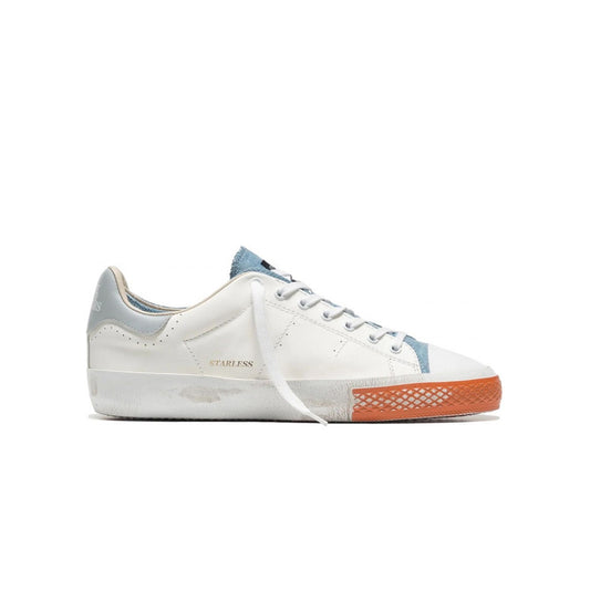 Sneakers de Piel Hidnander STARLESS LOW 024 Color Blanco Denim y Naranja_4581.jpg