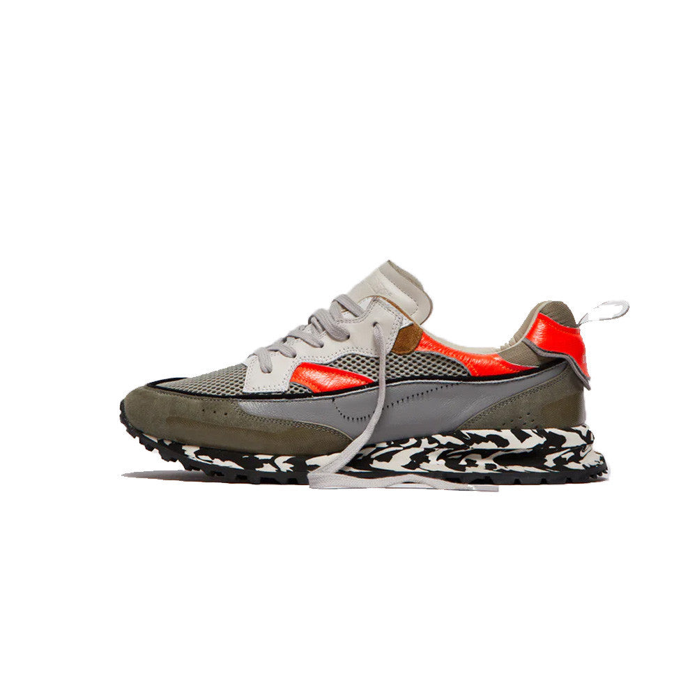 Sneakers de Piel Hidnander THREEDOME Zero 611 Color Gris y Rojo Fluor_4591.jpg