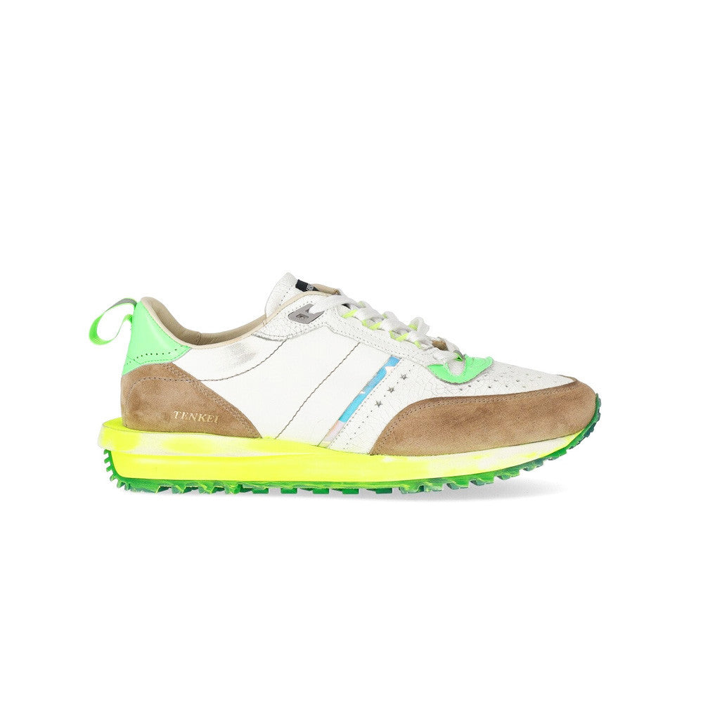 Sneakers de Piel Hidnander Tenkei Track Edition 063 Color Blanco y Lima_4570.jpg