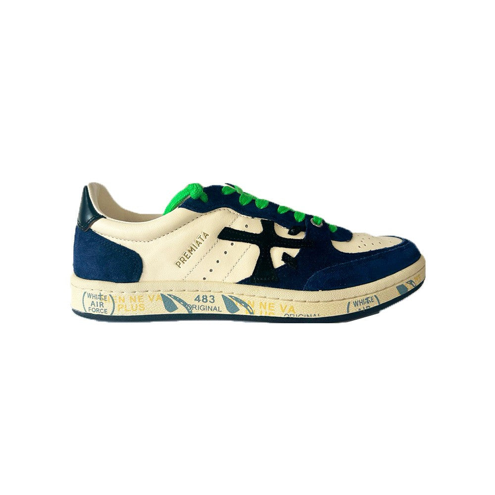 Sneakers de Piel Premiata BSKT CLAY 6776 Color Crudo y Azul_4215.jpg