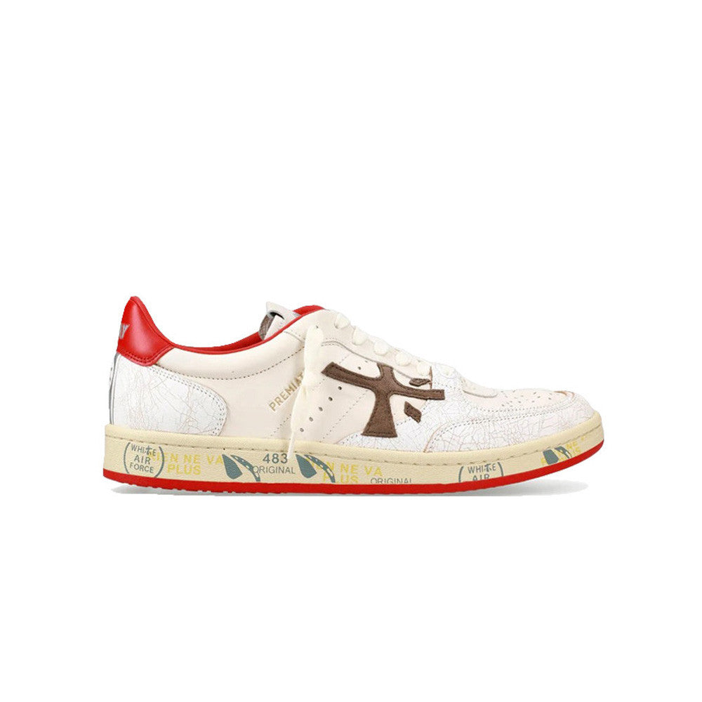 Sneakers de Piel Premiata BSKT CLAY 6777 Color Crudo y Rojo_5873.jpg