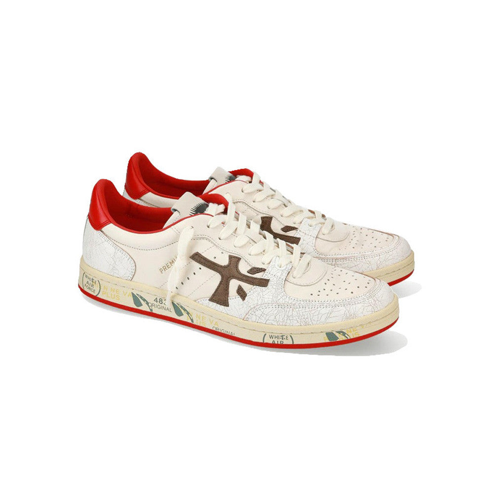 Sneakers de Piel Premiata BSKT CLAY 6777 Color Crudo y Rojo_5874.jpg