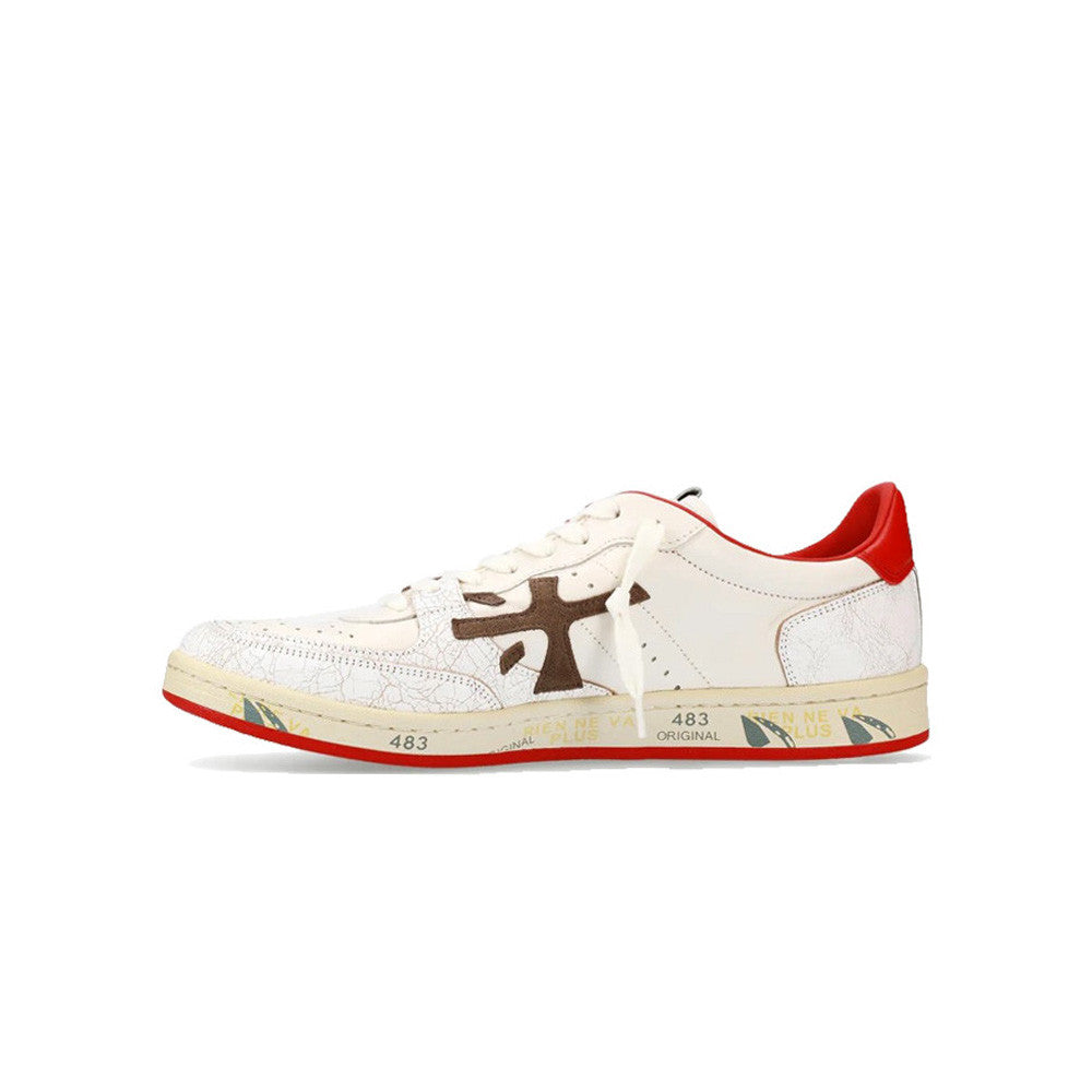 Sneakers de Piel Premiata BSKT CLAY 6777 Color Crudo y Rojo_5875.jpg