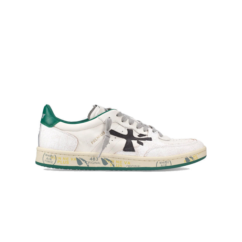 Sneakers de Piel Premiata BSKT CLAY 6778 Color Crudo y Verde_5369.jpg