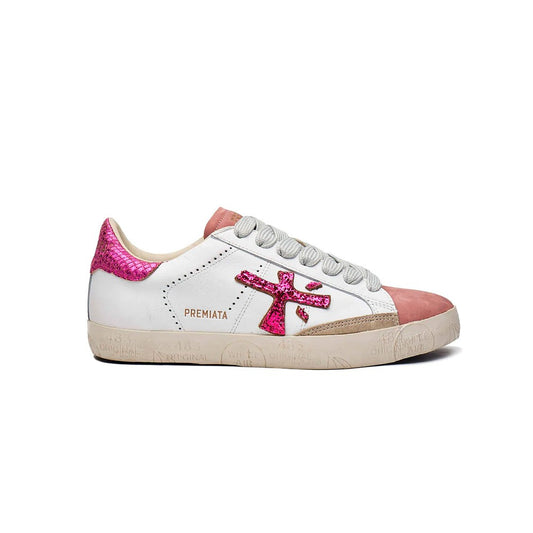 Sneakers de Piel Premiata Timeless Stevend 4722 Color Blanco y Fucsia_2165.jpg