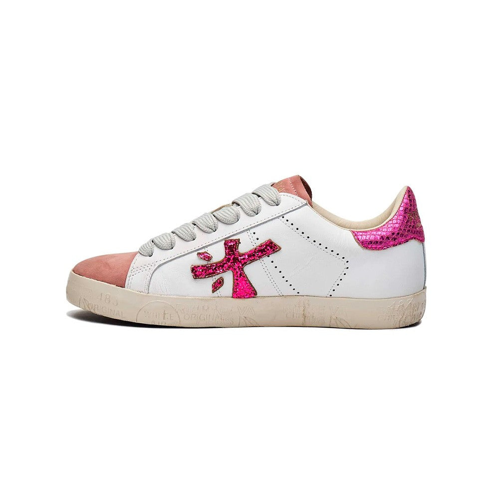 Sneakers de Piel Premiata Timeless Stevend 4722 Color Blanco y Fucsia_2166.jpg