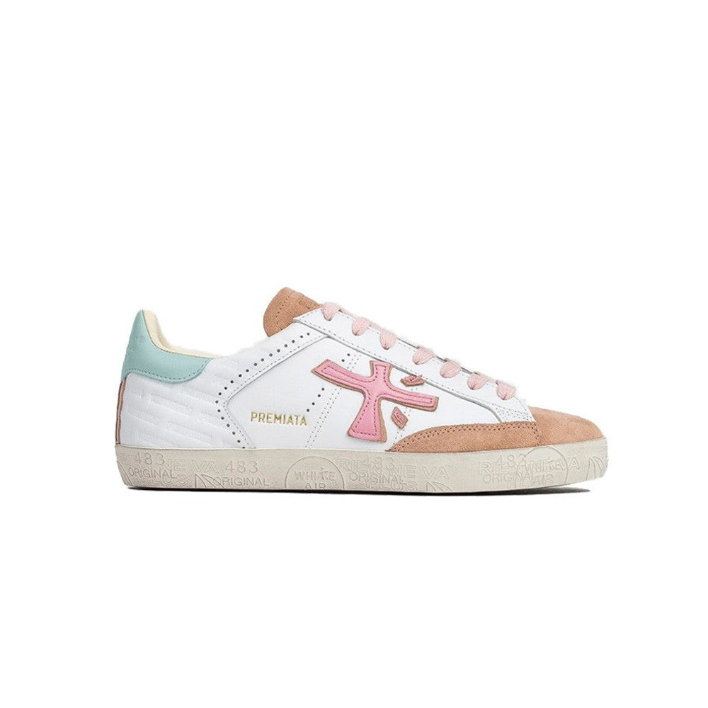 Sneakers de Piel Premiata Timeless Stevend 5761 Color Blanco y Rosa_2162.jpg