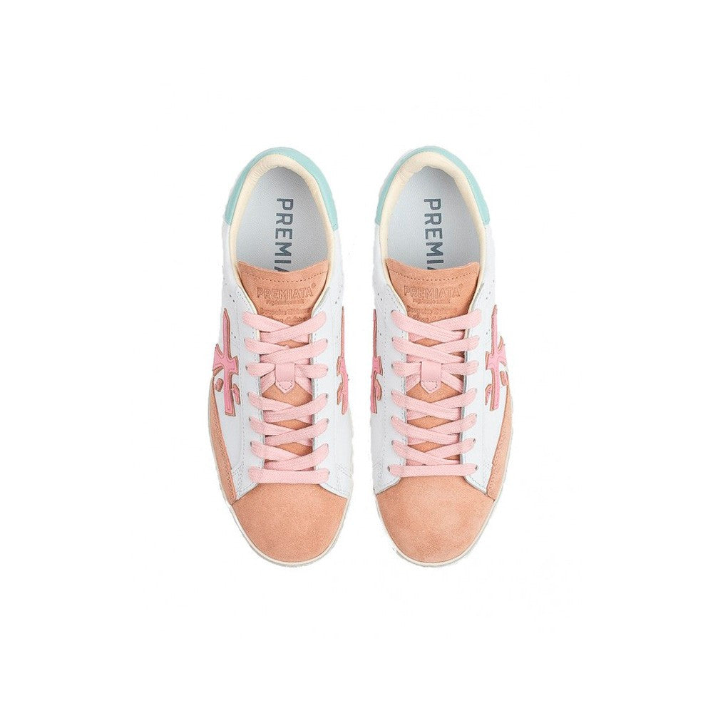 Sneakers de Piel Premiata Timeless Stevend 5761 Color Blanco y Rosa_2164.jpg