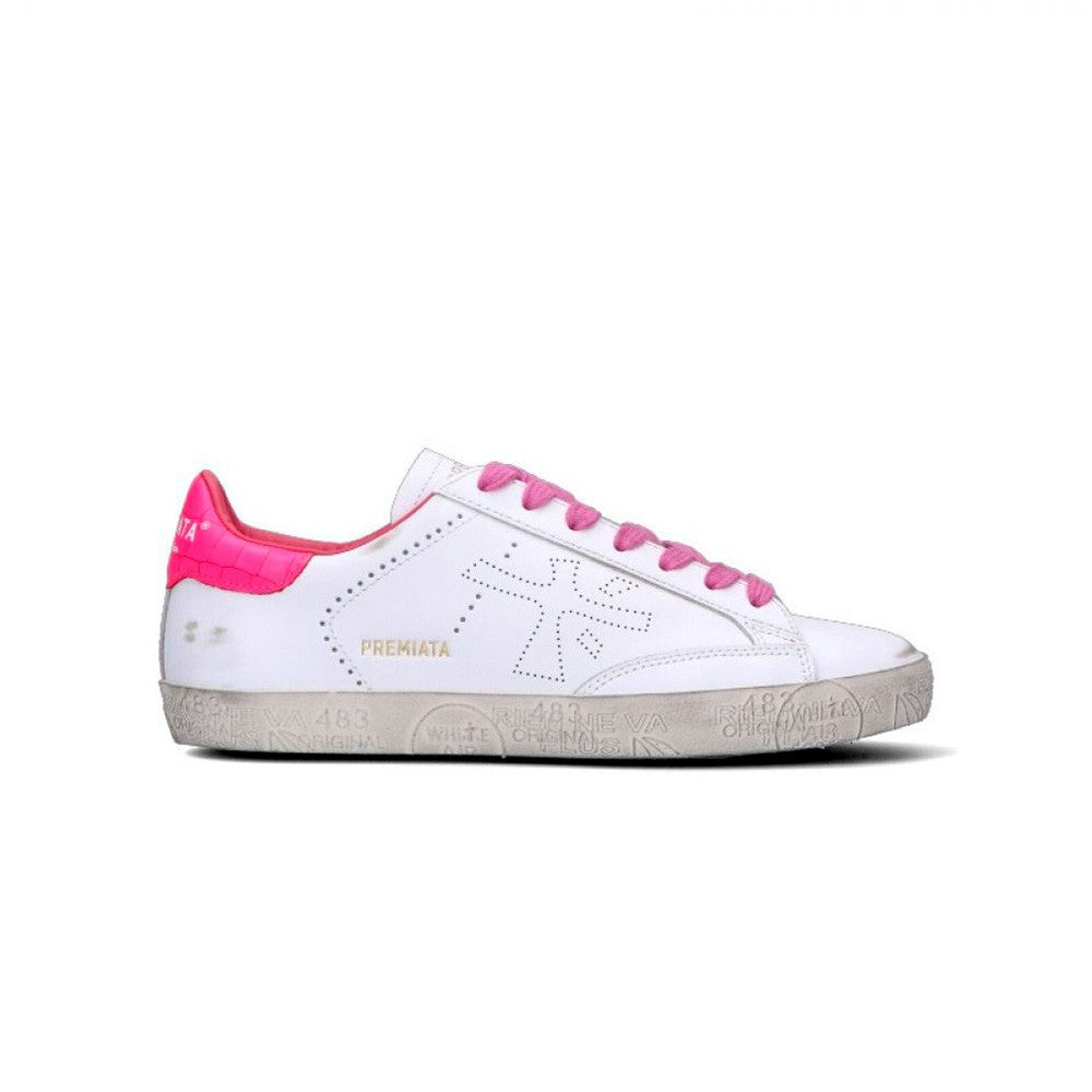 Sneakers de Piel Premiata Timeless Stevend 5767 Color Blanco y Rosa_2157.jpg