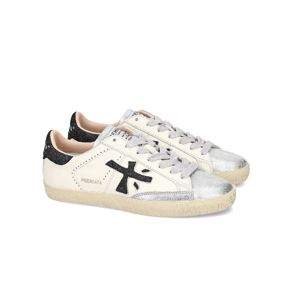 Sneakers de Piel Premiata Timeless Stevend 6936 Color Blanco y Negro_8373.jpg